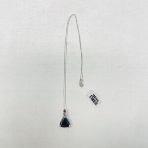 Australian Black Tourmaline/Orissa Rhodolite Garnet Sterling Silver Pendant 5137